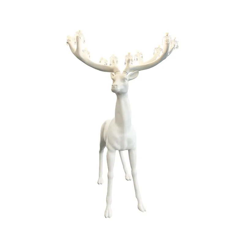 Fiberglass landscape sculpture sika deer floor lamp ornament, hotel store sales office shopping mall European style elk