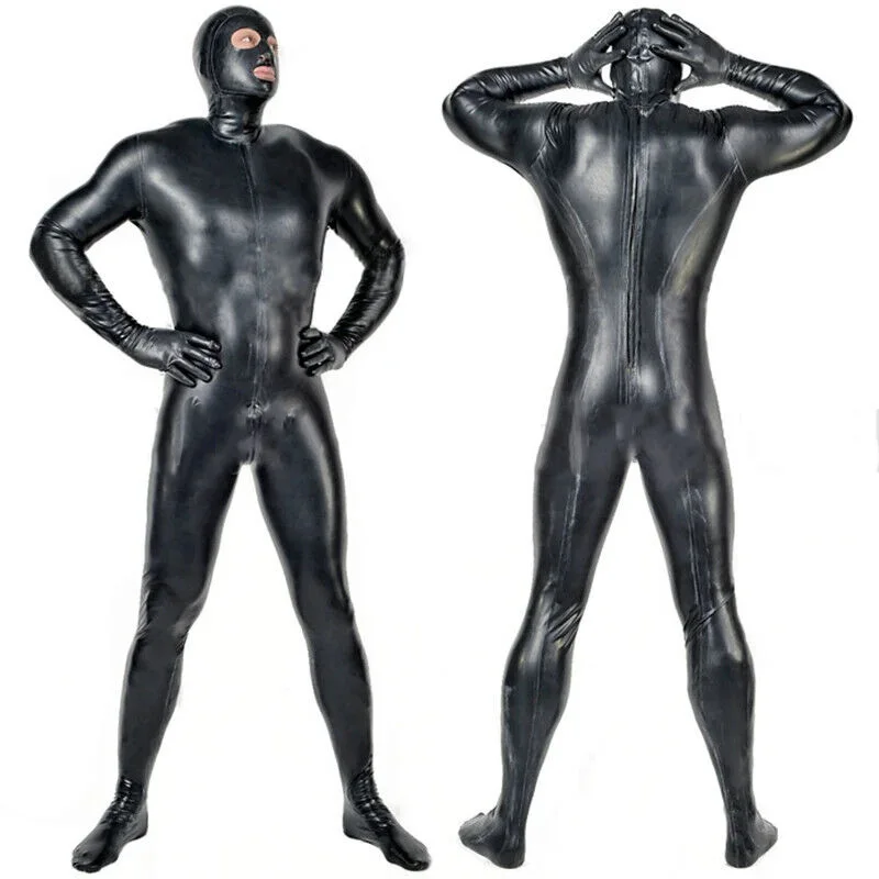 

Full cover latex catsuit open eyes nose mouth zentai cosplay party hood 0.4mm