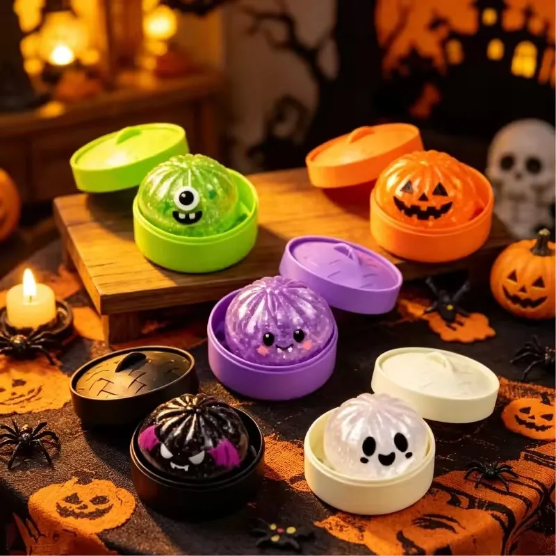 Jouet de simulation Baozi fantôme Halloween, jouet de calmar doux à élasticité lente, jouet Baozi vapeur à clipser, cadeau d'Halloween