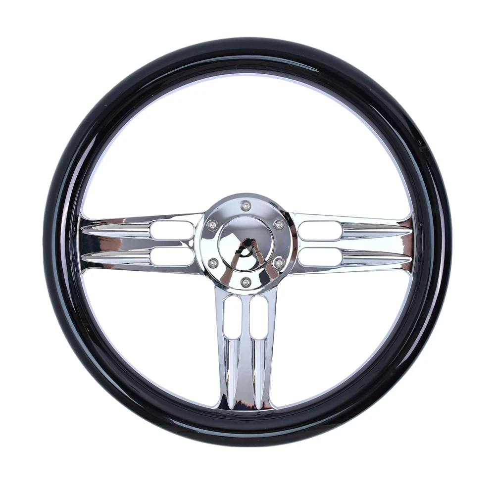 

Винтажный руль из АБС-пластика диаметром 350 мм, серебряный противоскользящий кронштейн, классический деревянный черный руль для спортивного автомобиля, совместимый