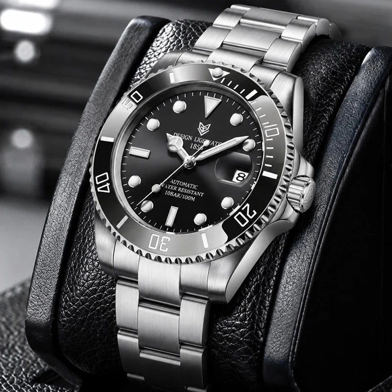 LIGE Top Brand Luxury Automatic Watch For Men Fashion Business Diving Watch Men Waterproof Sport Men's Mechanical Wristwatches