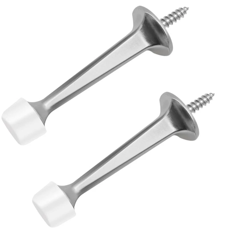 

652F 2pcs Doorstop with Soft Rubber Tip Scratching Proof Door Holders Rubber Capped metal Door Stoppers set for Indoor Use