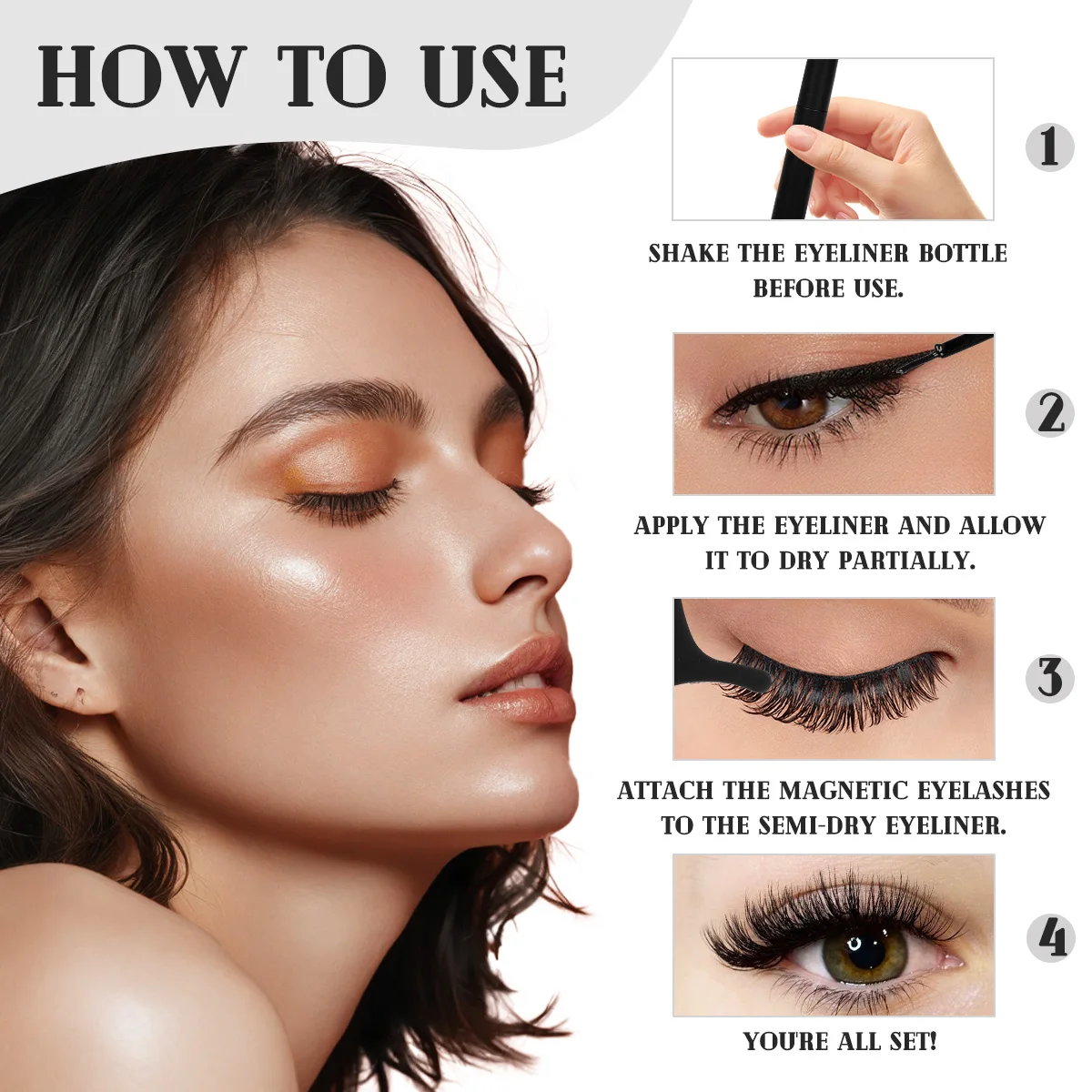 SEXYSHEEP 7 쌍 자기 속눈썹 아이 라이너 족집게 키트 자연 만화 거짓 속눈썹 확장 재사용 가능한 메이크업 도구