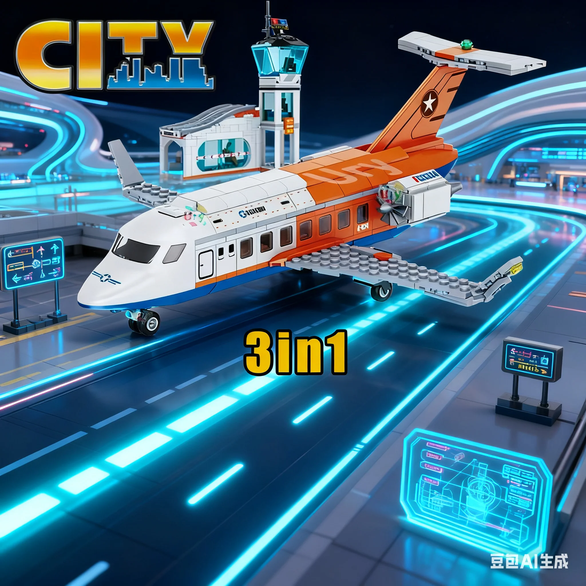 

60262 + 3in1697 шт. городская серия воздушный грузовой вертолет аэропорт Airbus самолет управление башня DIY строительный блок игрушечный набор детский бо