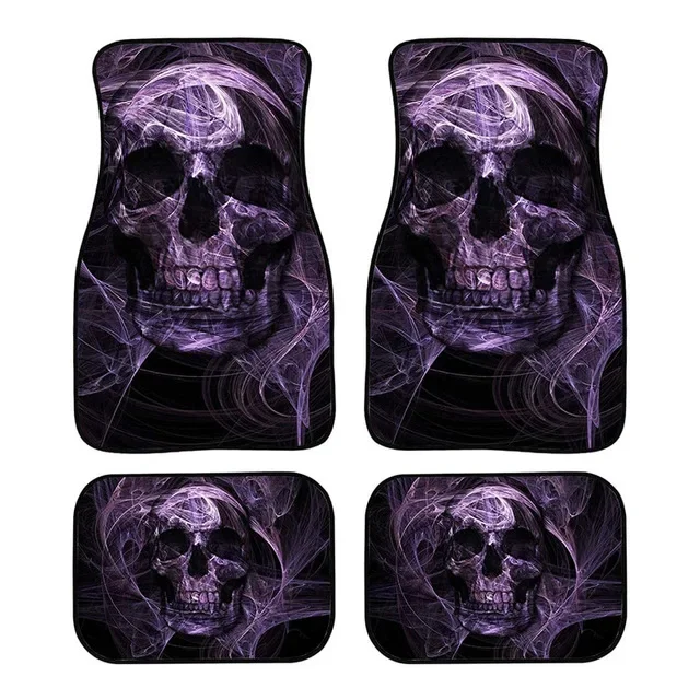 

Purple Skull Smoke Universal Fit Front/Rear 4Pcs Full Set Carpet Car SUV Truck Floor Mats Front