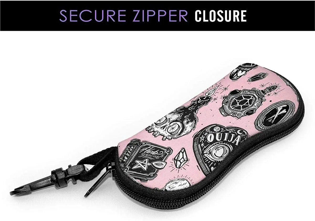 Witch Witchy Sunglasses Case for Men Women, Ultra Light Soft Portable Zipper Glasses Case Eyeglass Pouch with Belt Clip image 3