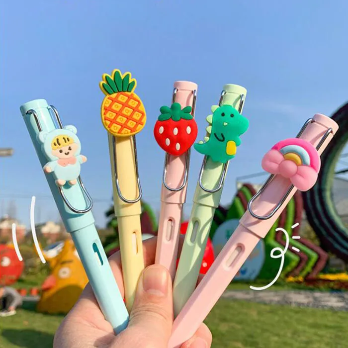 36 pcs/lot Creative Animal Fruit Keep Writing Clip Pencil With Eraser Cute Drawing Painting Pens School Office Supplies