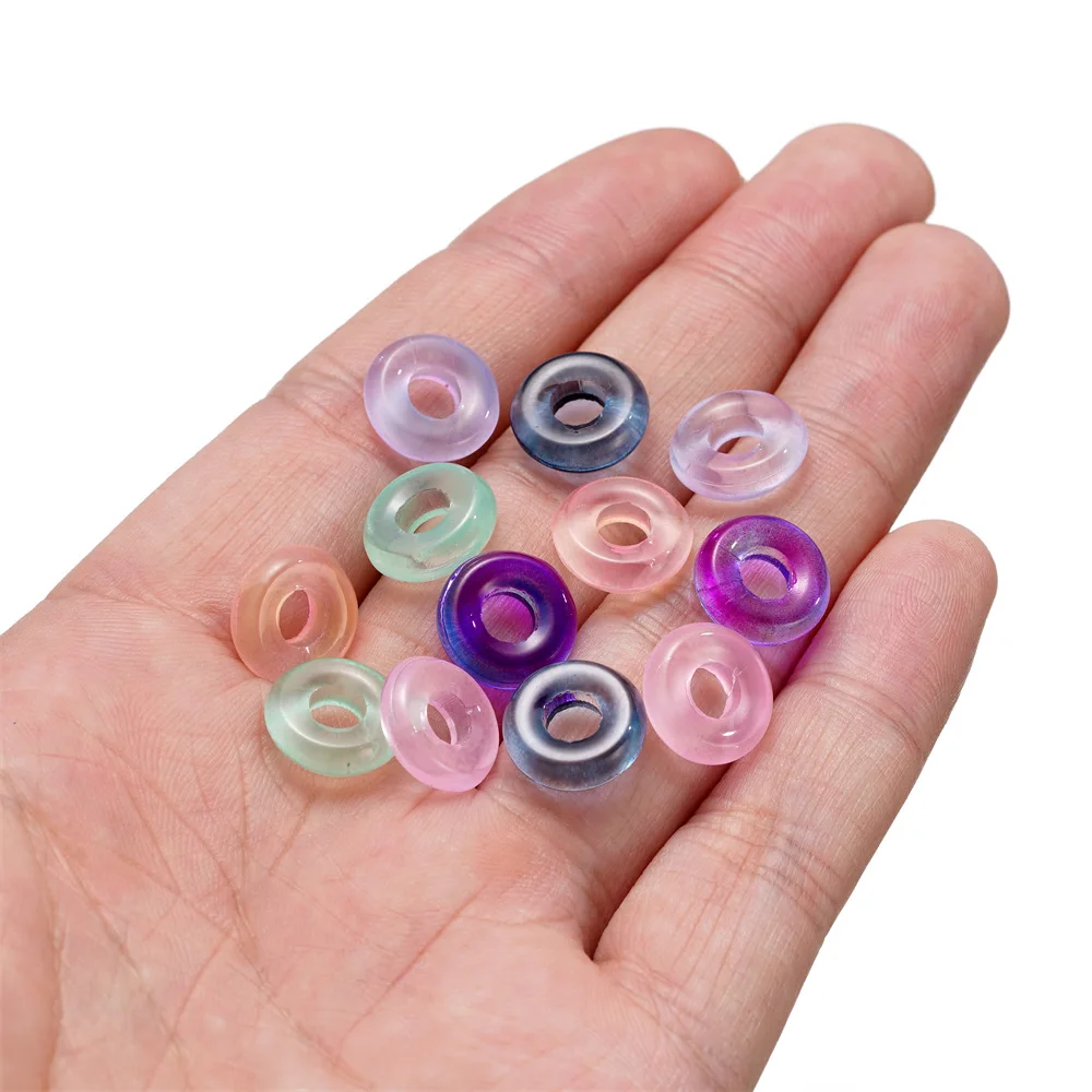 10PCS Colored Circle Beads Imitation Jade Abacus Beads Large Hole Beads Barrier Beads DIY Material Accessories Wholesale