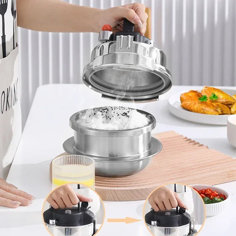 

1.2L/1.6L Gas Induction Cooker Universal Mini Stainless Steel Pressure Cooker Pot Soup Rice Multifunctional Household Stew Pan