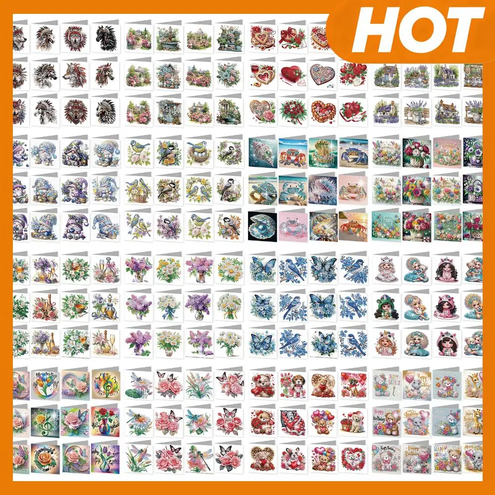 

12Pcs Flower Animal DIY Diamond Art Painting Greeting Card Kit Diamond Art Cards for Beginner Adult Birthday Holiday Blessing