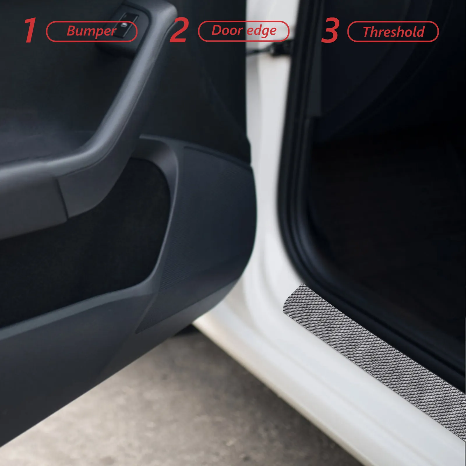 Universal Car Door Sill Guard Protector PVC Self Adhesive Edge Trim Scratch Dent Impact Resistance Waterproof Dustproof Easy