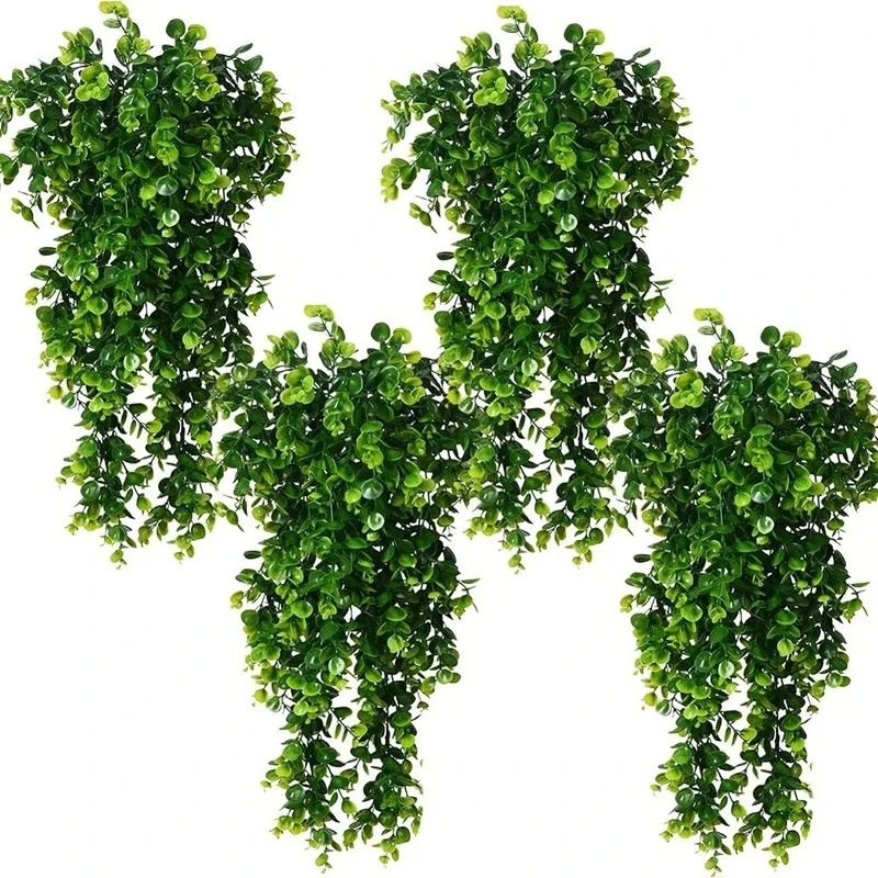 Verde artificial eucalipto videira parede pendurado plantas falsas videira para casa decoração do quarto jardim decoração de casamento ornamento ao ar livre