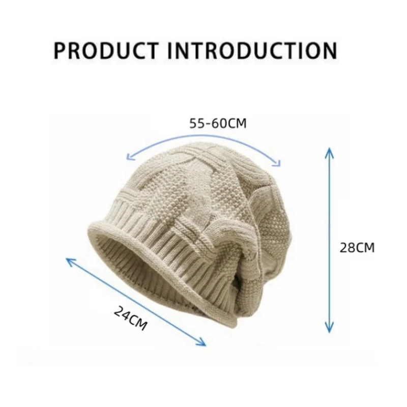 女性の頭囲が大きい帽子、秋と冬のファッション帽子、単層の薄いロールエッジニット帽子