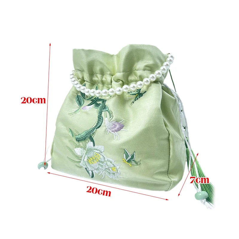 Pearls Embroidery Chinese Style Messenger Bag Antique Bag Female Messenger Hanfu Bag Handbag Chinese Style Bag Mobile Phone Bag