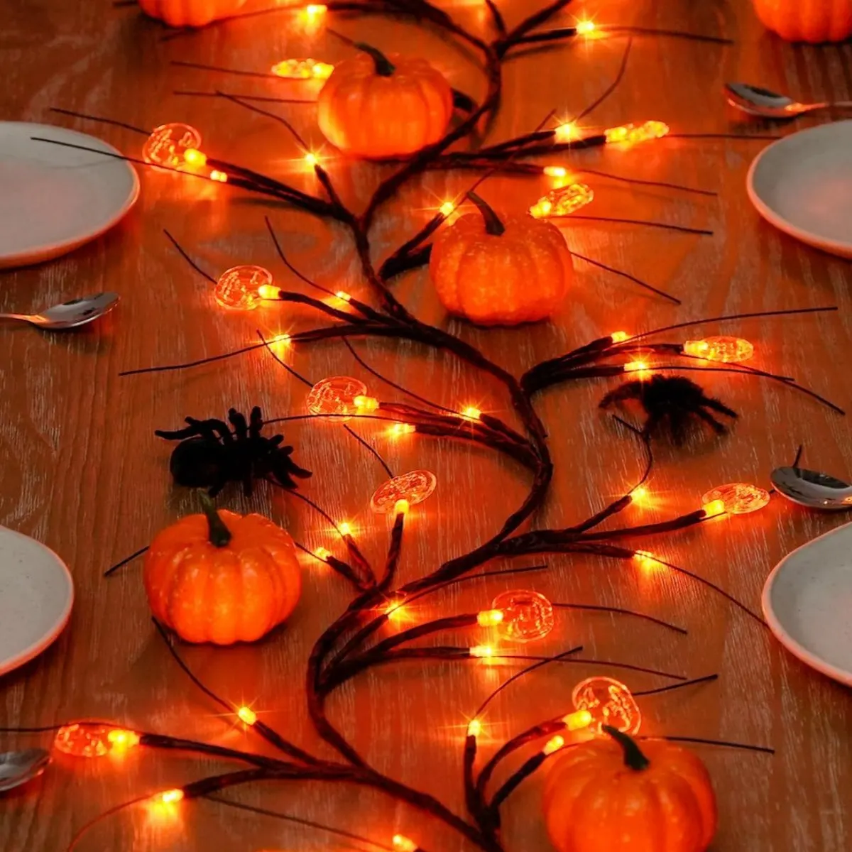 1 قطعة 54LED هالوين اليقطين الأسود الصفصاف الكرمة أضواء البرتقال LED فرع مصباح للمنزل غرفة المعيشة هالوين مهرجان ديكور