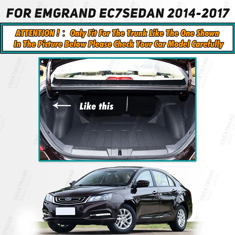 Auto Full Coverage Trunk Mat For GEELY Emgrand EC7 2014-2017 16 15 Car Boot Cover Pad Cargo Liner Interior Protector Accessories