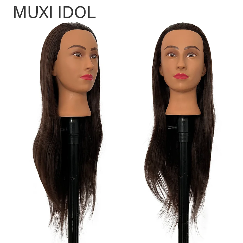 

24“ Long Synthetic Hair Mannequin Head With Manikin Head Styling Hairdresser Training Head, Doll Head for Braiding Practice