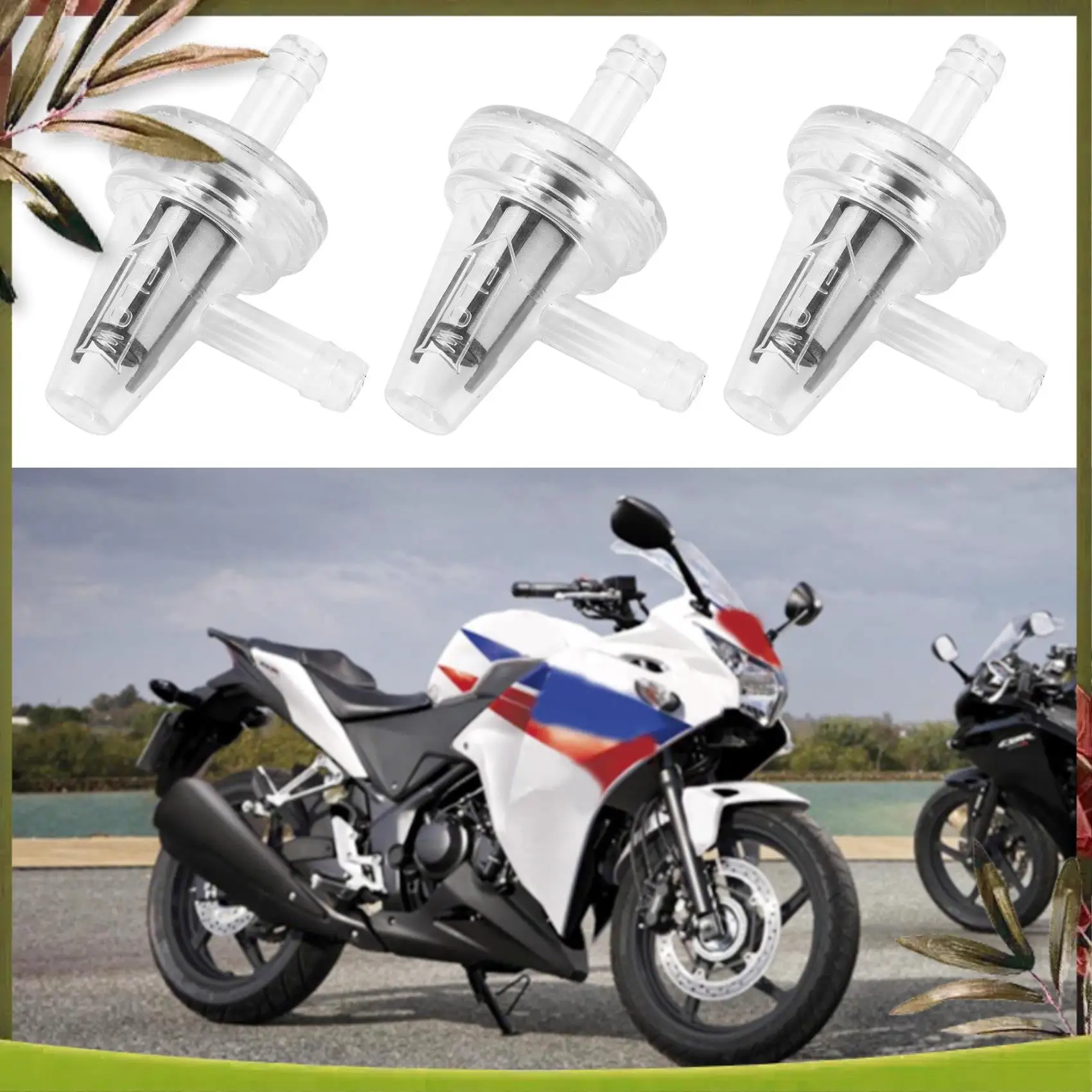 Highly Recommended 3Pcs Universal Motorcycle Right Angle Inline Fuel Filter 1/4Inch 6Mm Hose Lines For KAWASAKI