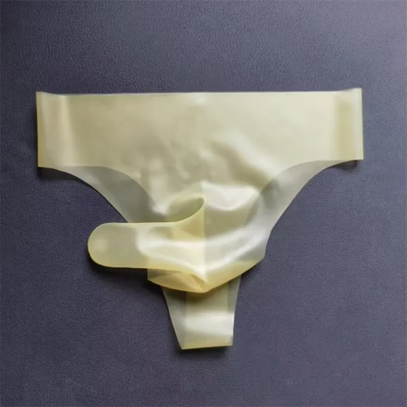 Sexy Men Soft Latex Fitted T-Briefs underpant Thong Solid Color Briefs Private Party G-Strings Costumes Panty Underwear fetish