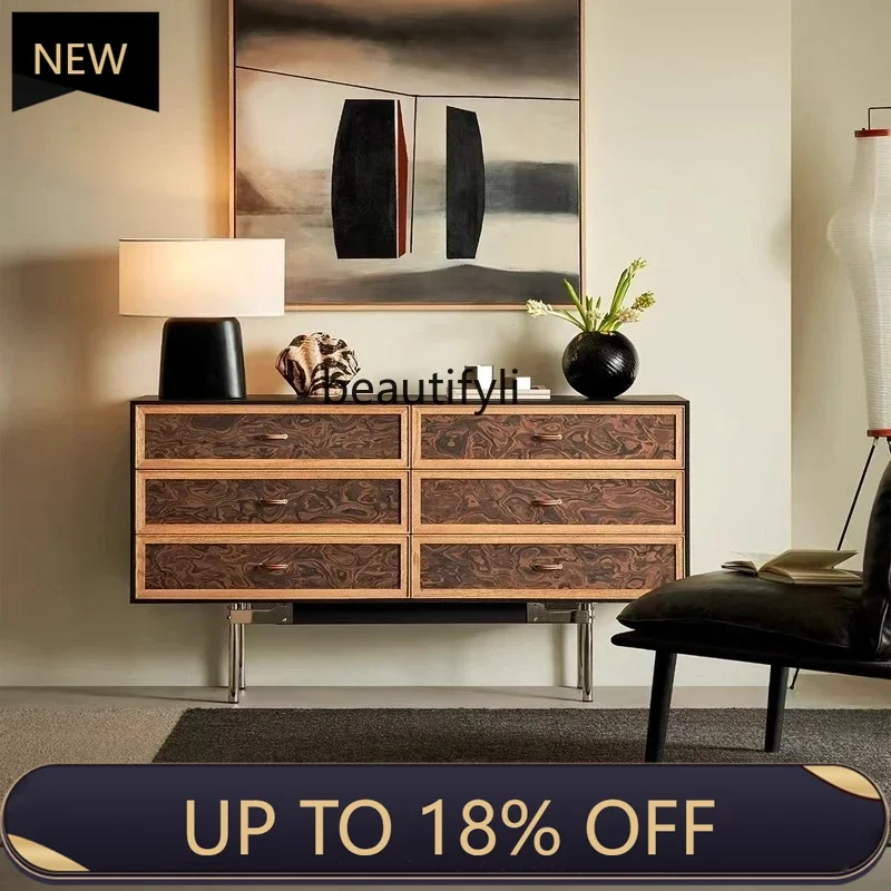 

P178 French Retro Solid Wood Chest of Drawers Living Room Bedroom Storage Cabinet Designer Homestay Retro Entrance Decorative Ca