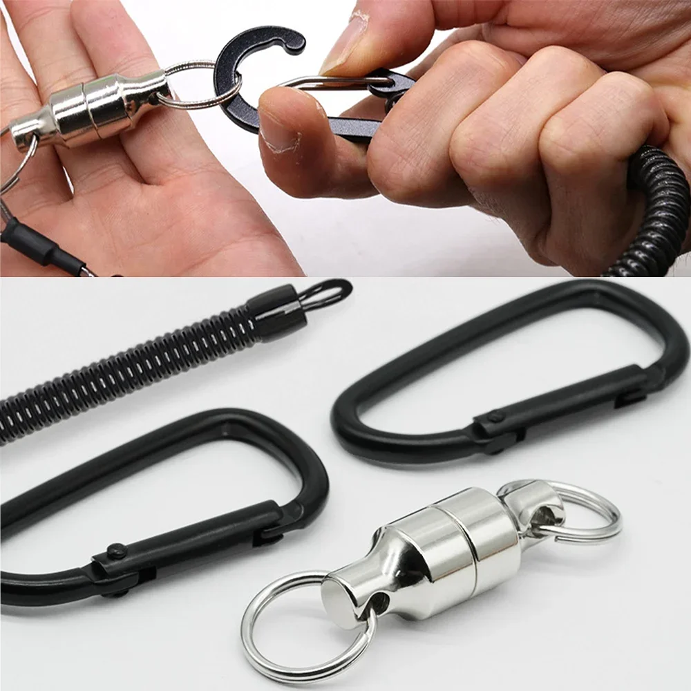 

1Pc Magnetic Quick Mounting Buckle with Spring Rope Strong Magnetic Buckle Fishing Tools Fishing Gear Fishing Accessories