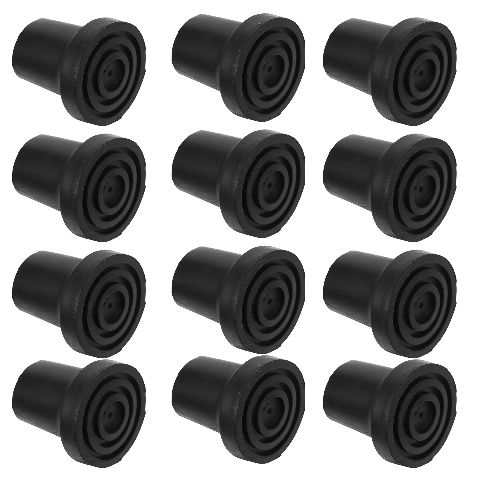 

12 шт., черные резиновые насадки для трости, 16 мм, сменные концы трости, нескользящая сверхпрочная резиновая основа для пожилых людей, насадки для ходьбы