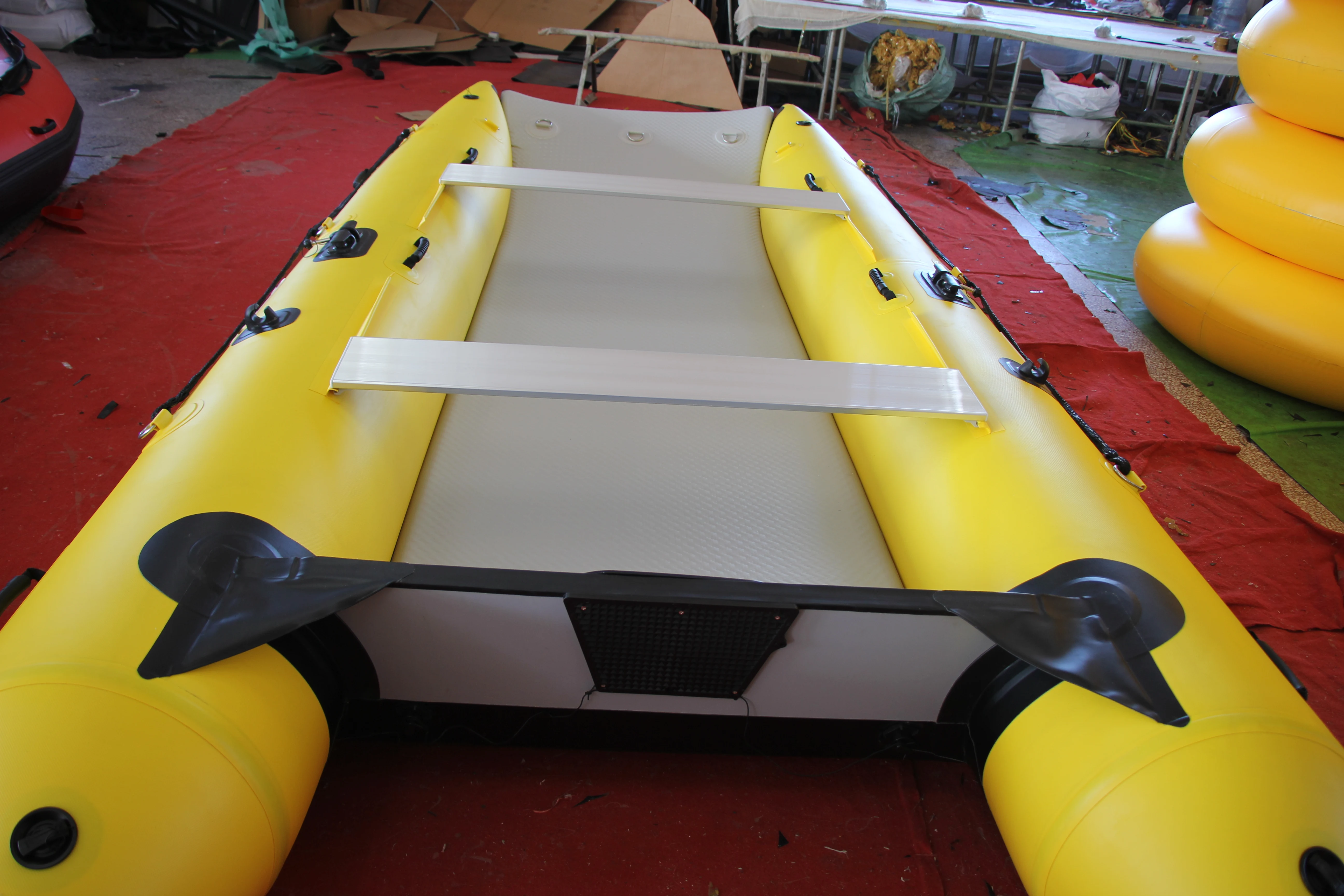 14.2ft قطرة غرزة الطابق كاتاماران 4.3 متر عالية السرعة الرياضة قوارب التجديف القابلة للنفخ Waterplay الحرفية دائم PVC هيبالون #6