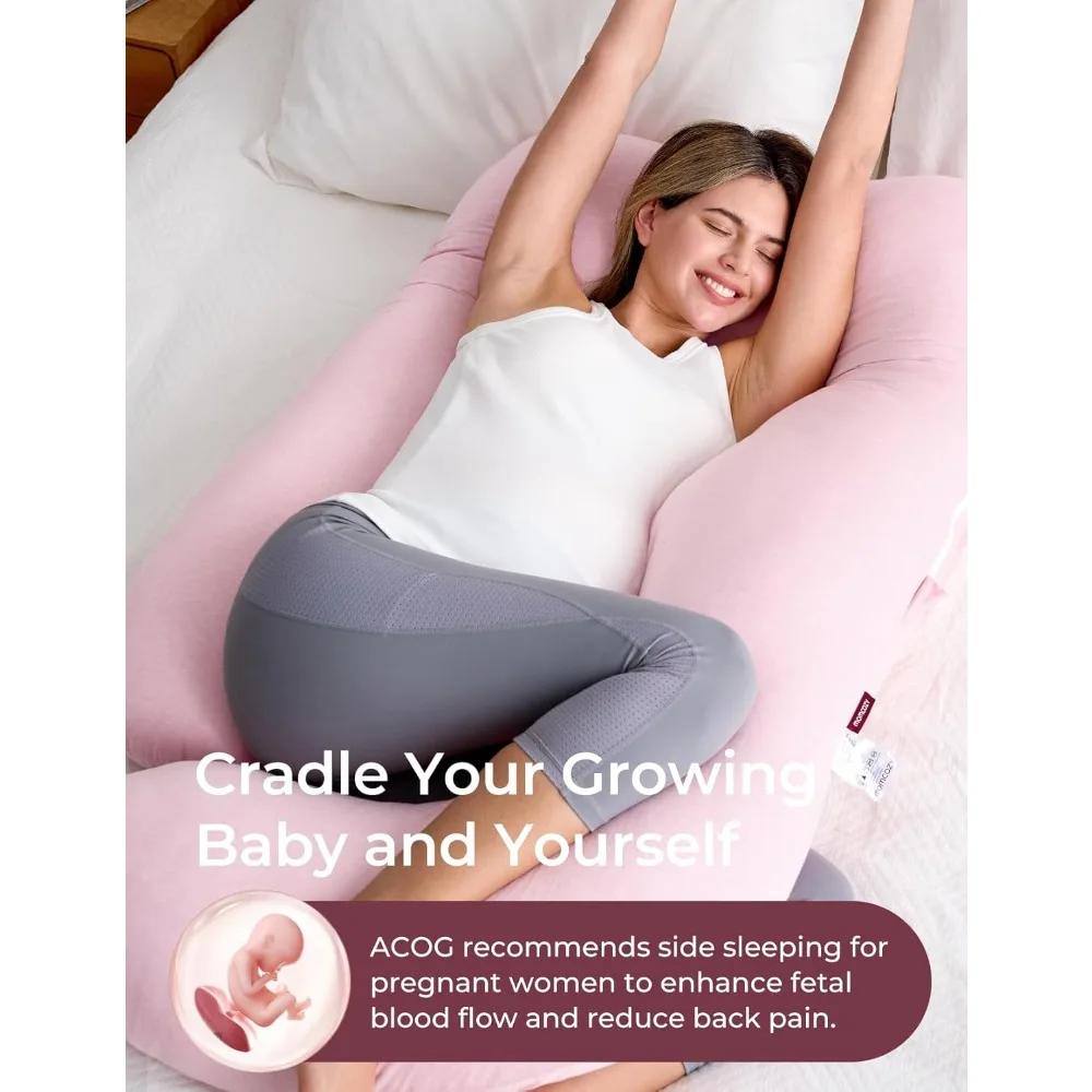 

Pregnancy Pillows for Sleeping,U Shaped Full Body Maternity Pillow for Side Sleeping-Support for Back, Legs, Belly,57 Inch, Pink