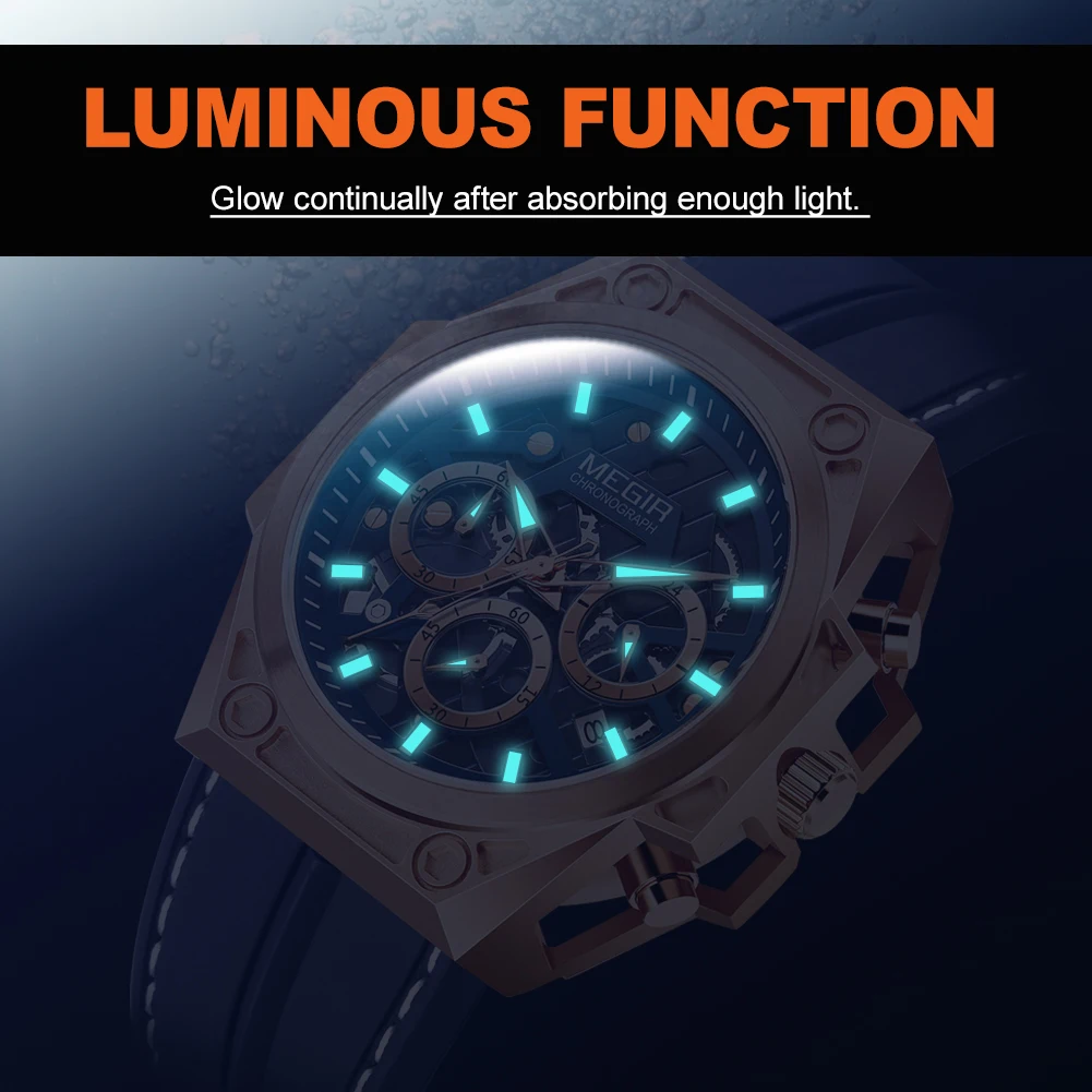 MEGIR Luxury Quartz Watches for Men Fashion Large Dial Wristwatch Waterproof Luminous Chronograph Date Clock Montre Homme 4220