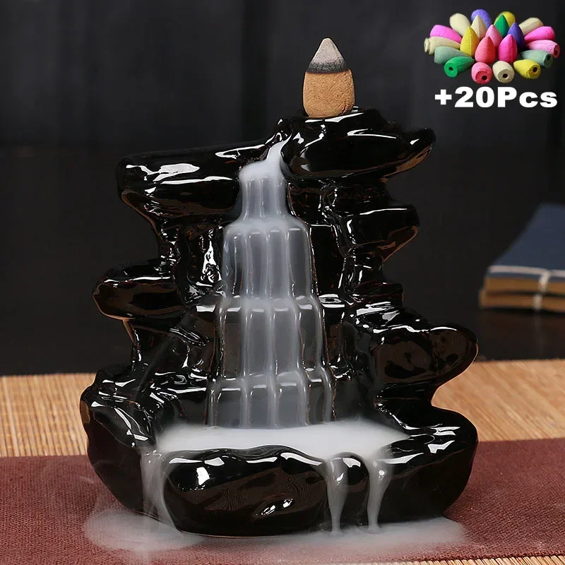 Free 20Pcs Incense cones Creative Home Decor Backflow Stick Incense Burner Ceramic Censer Home Decoration Use In Home Teahouse view 3