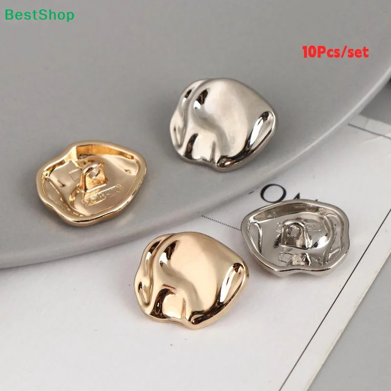 ★10pcs Irregularly Shaped Buttons Beautiful Gold/Silver Color Metal Shank Buttons Diy Crafts Clothing Sewing Accessories