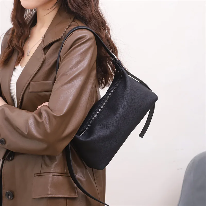 2023 Fashion Trend Women Genuine Real Leather Underarm Bag Female Small Shoulder Bag Lady Messenger Tote Handbag Spring Summer