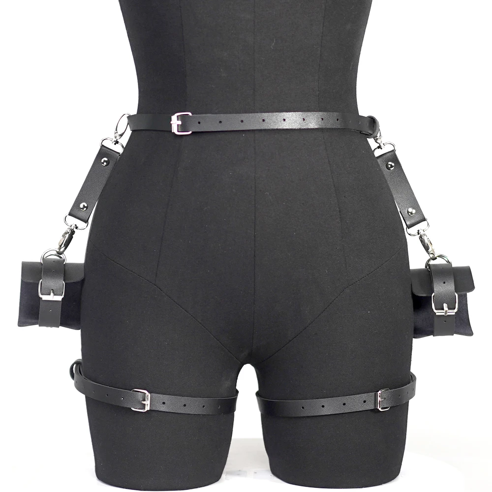 Women Sexy Thigh Garter Leather Lingerie Leg Harness Bdsm Bondage Lingerie Leather Handcuffs Fetish Clothing Exotic Accessoly