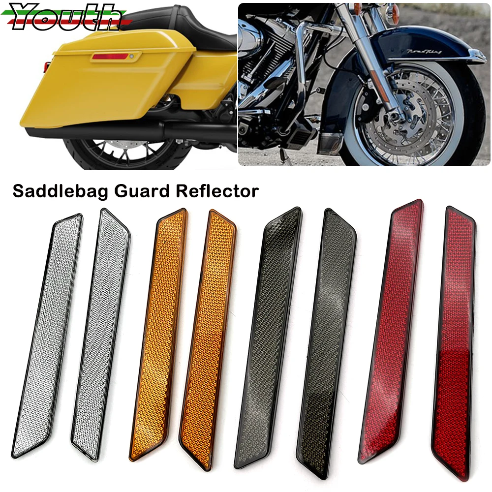 Front Fork Leg Reflector Saddlebag Cover Sticker Safety Warning For Harley Touring Street Glide Road King FLT/FLHT 2014-2021