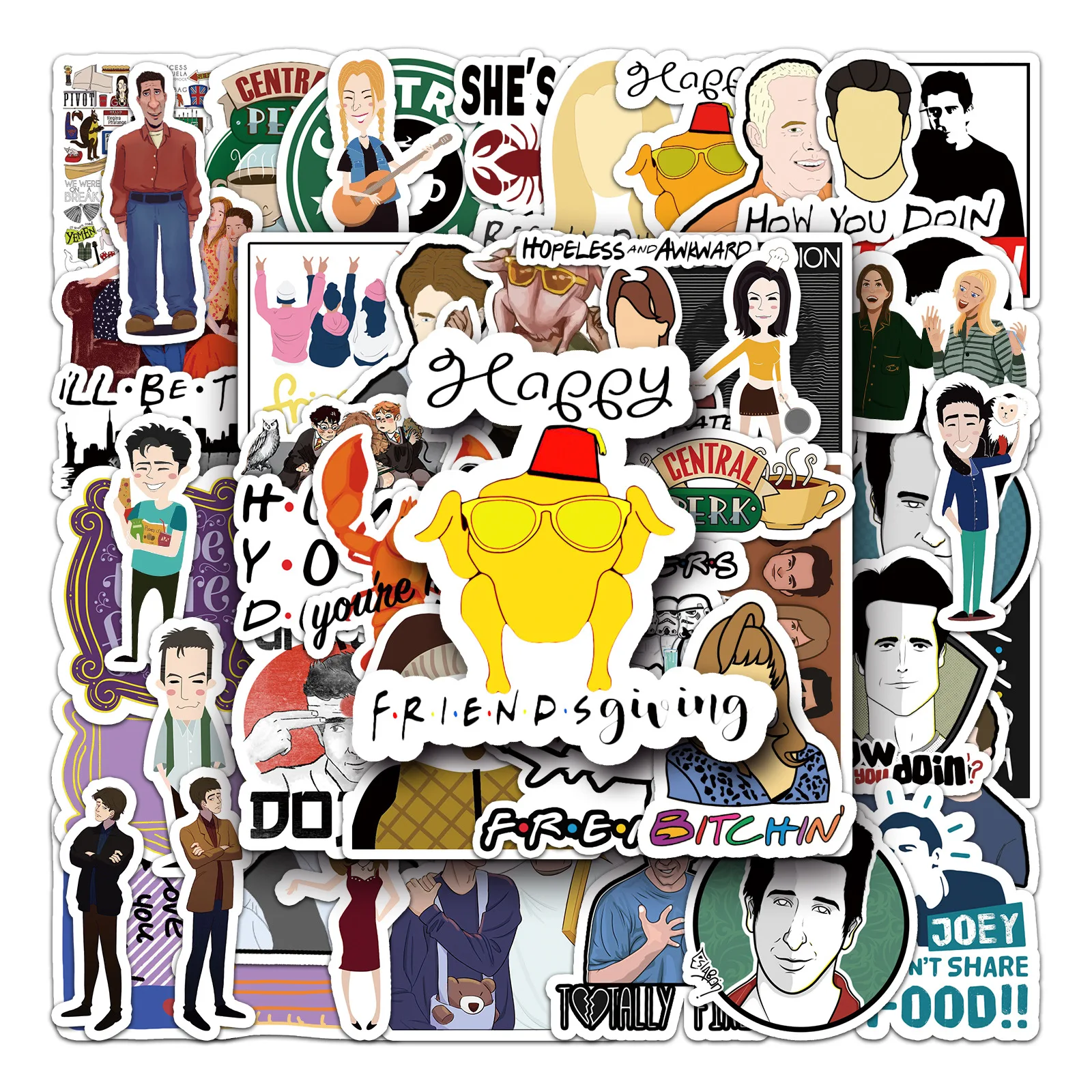 10/55 Uds. Pegatinas de la serie de televisión Friends, calcomanías de dibujos animados, impermeables, para decorar tazas, cajas de papelería, guitarras y equipaje