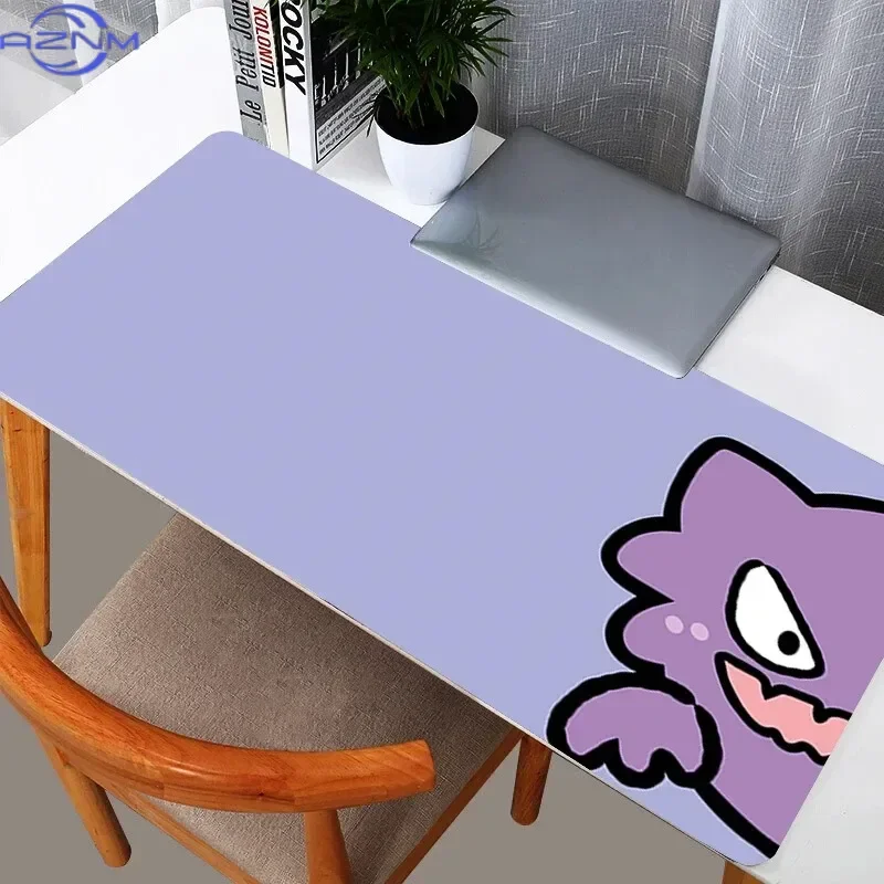 Gengar Light Purple Simple Cartoon Large Mousepad, Rubber Non Slip Desk Mat for Gaming and Office Desktop Decoration