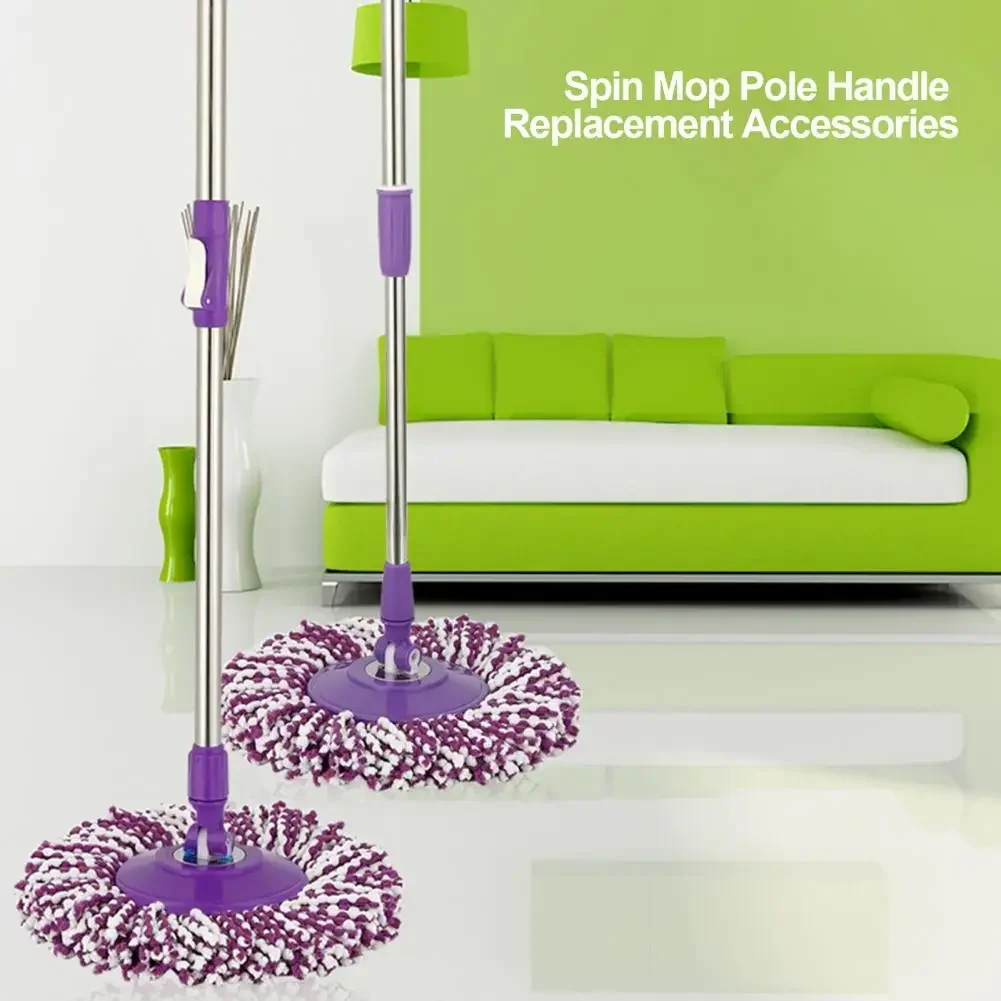 1 Set Mop Rod Hangable Built-in Spiral Shaft Easy to Install Spin Mop Pole Handle Replacement Accessories Daily Use