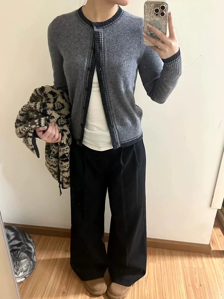 

Retro American Casual Curved Knife Pants 3D Banana Wide Leg Loose Women's Long Trousers Straight Cut l Waist Cotton