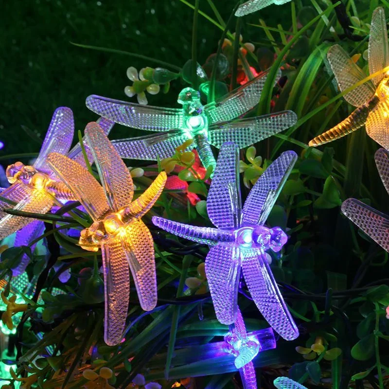 20LEDs พลังงานแสงอาทิตย์ Dragonfly String ไฟกันน้ํากลางแจ้ง 8 โหมดไฟ Fairy สําหรับ Home Patio Garden งานแต่งงานตกแต่งคริสต์มาส