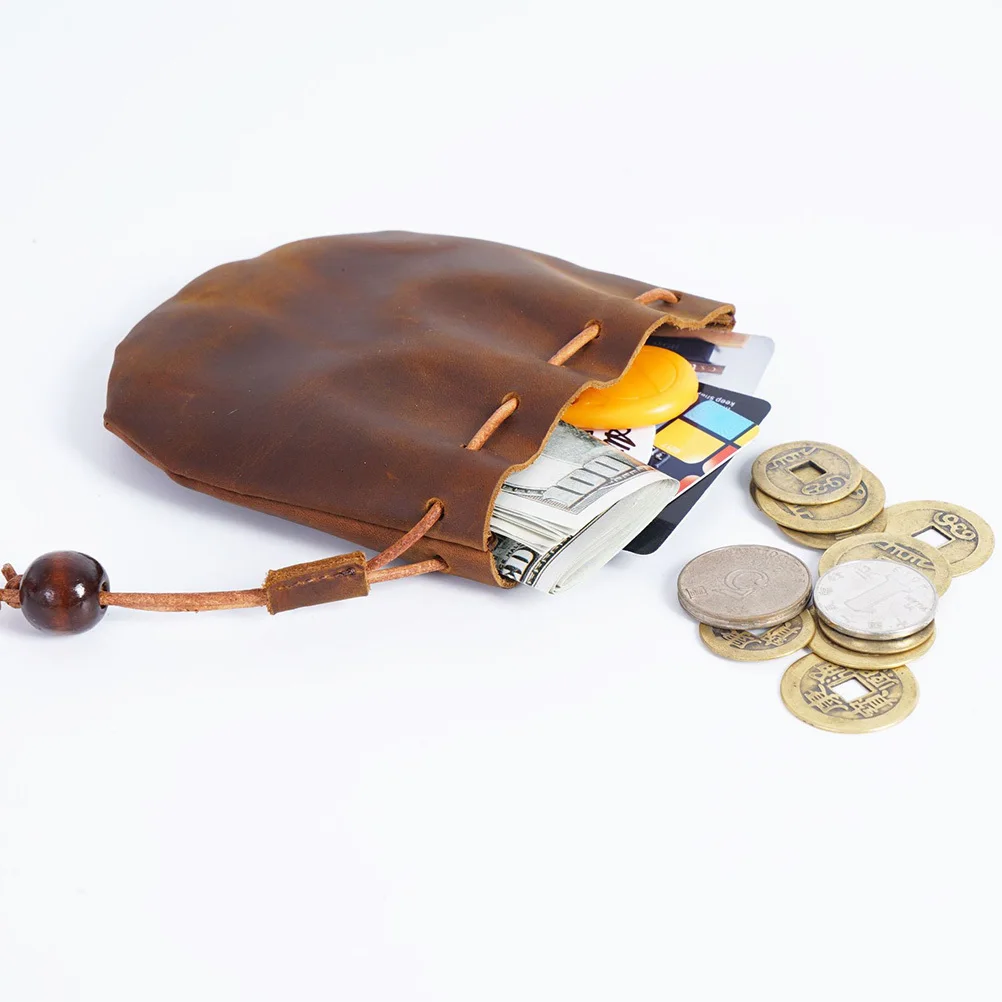 

Vintage Coin Purse Mini Light Brown Simple Change Bag Small Wallet Key Holder for Daily Use Travel School