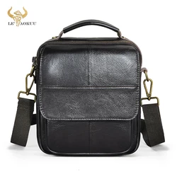 New Genuine Leather Design maschile Retro Travel Shoulder Messenger Cross-body Bag 8 