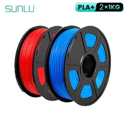 SUNLU 2Roll PLA Plus/Clear Filament 1.75mm +/- 0.02 mm 1kg Spool (2.2lbs) Neatly Arranged No Knot Filament Fit Most FDM Printer