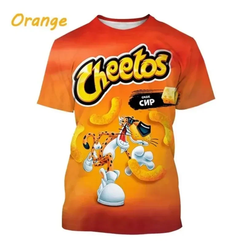 Cheetos 3d Printed T-shirt Funny Fashion Casual Cheetos Potato Chips Personality Food T-shirt Cosplay Men\'s Clothing Quality