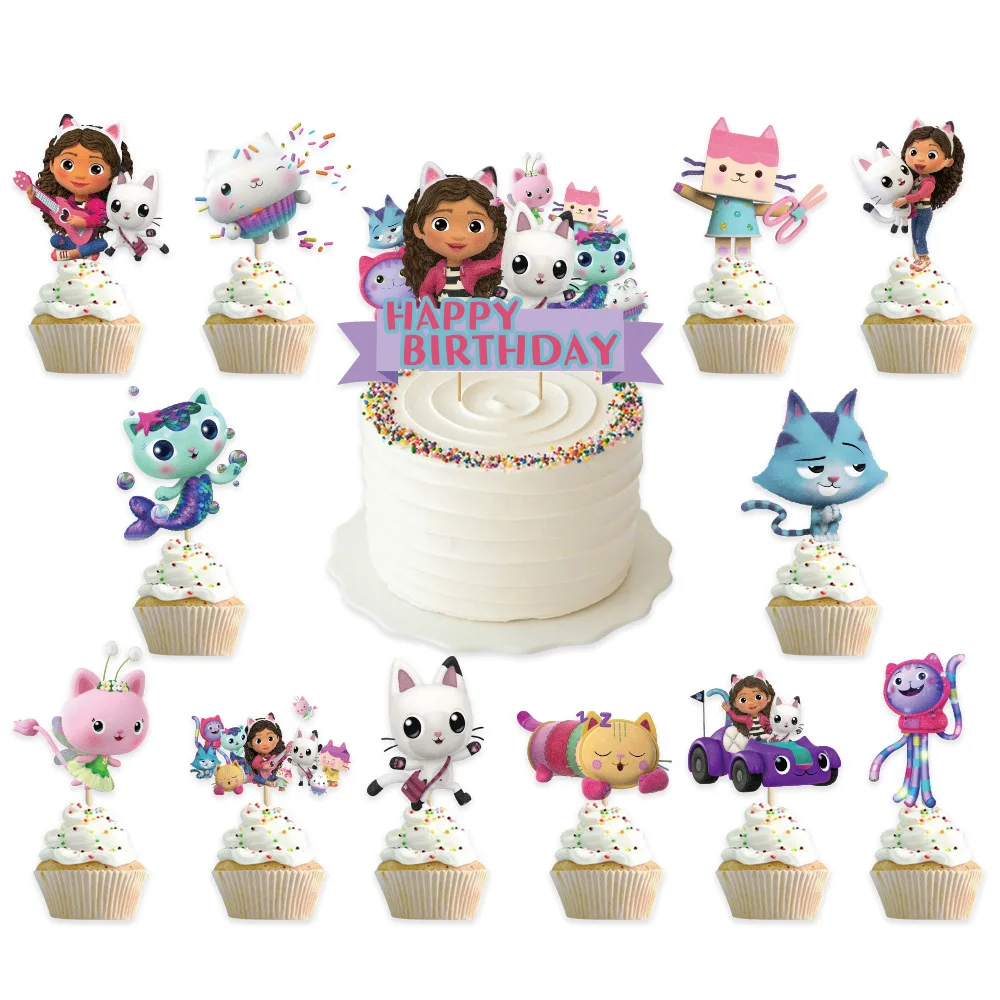 Gabby Dollhouse Birthday Cake Topper Set decorazioni Cat Theme Set Supply Party Decor Gabbys Doll house per Chil