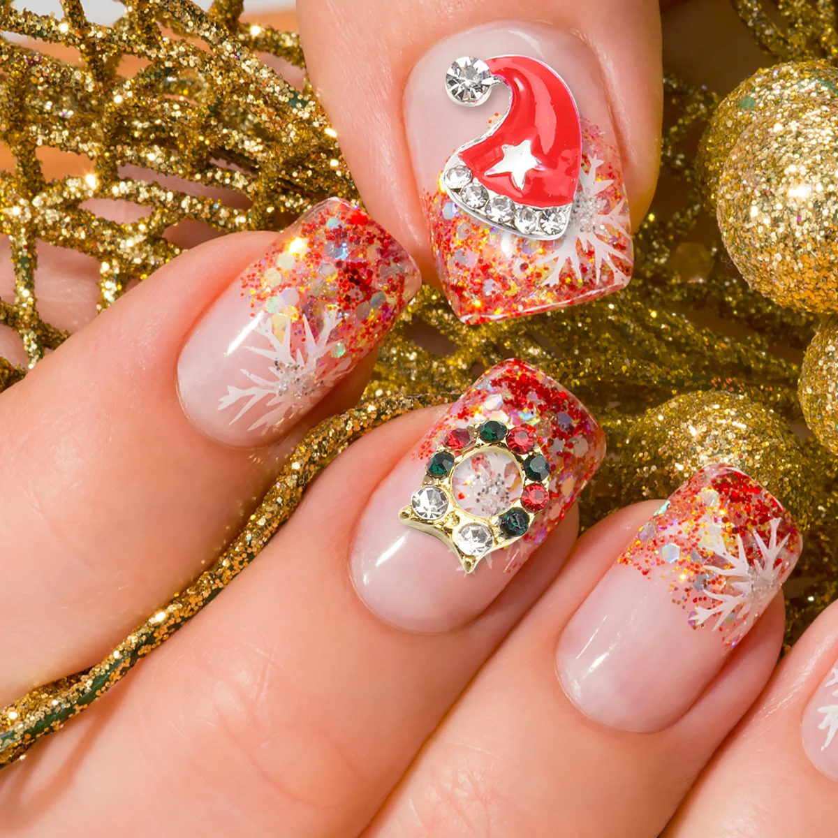 

Christmas Alloy Nail Decoration Durable High Quality Manicure Decoration Tools Bright Colors Festive Nail Art Supplies