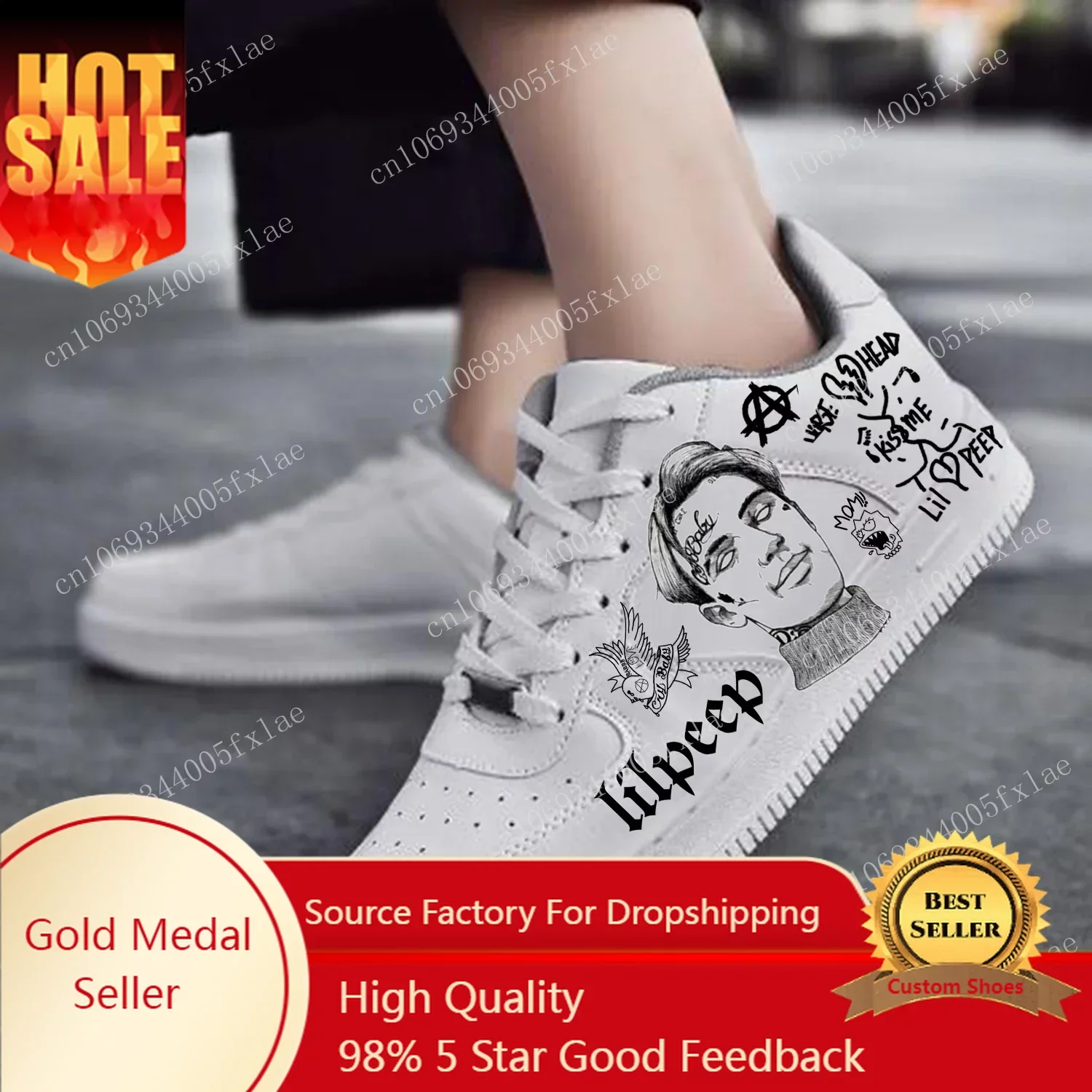 Lil Peep Af Basketball Herren Damen Sport Laufen hochwertige Flats Force Sneakers Schnürung Mesh maßge schneiderte Schuh weiß