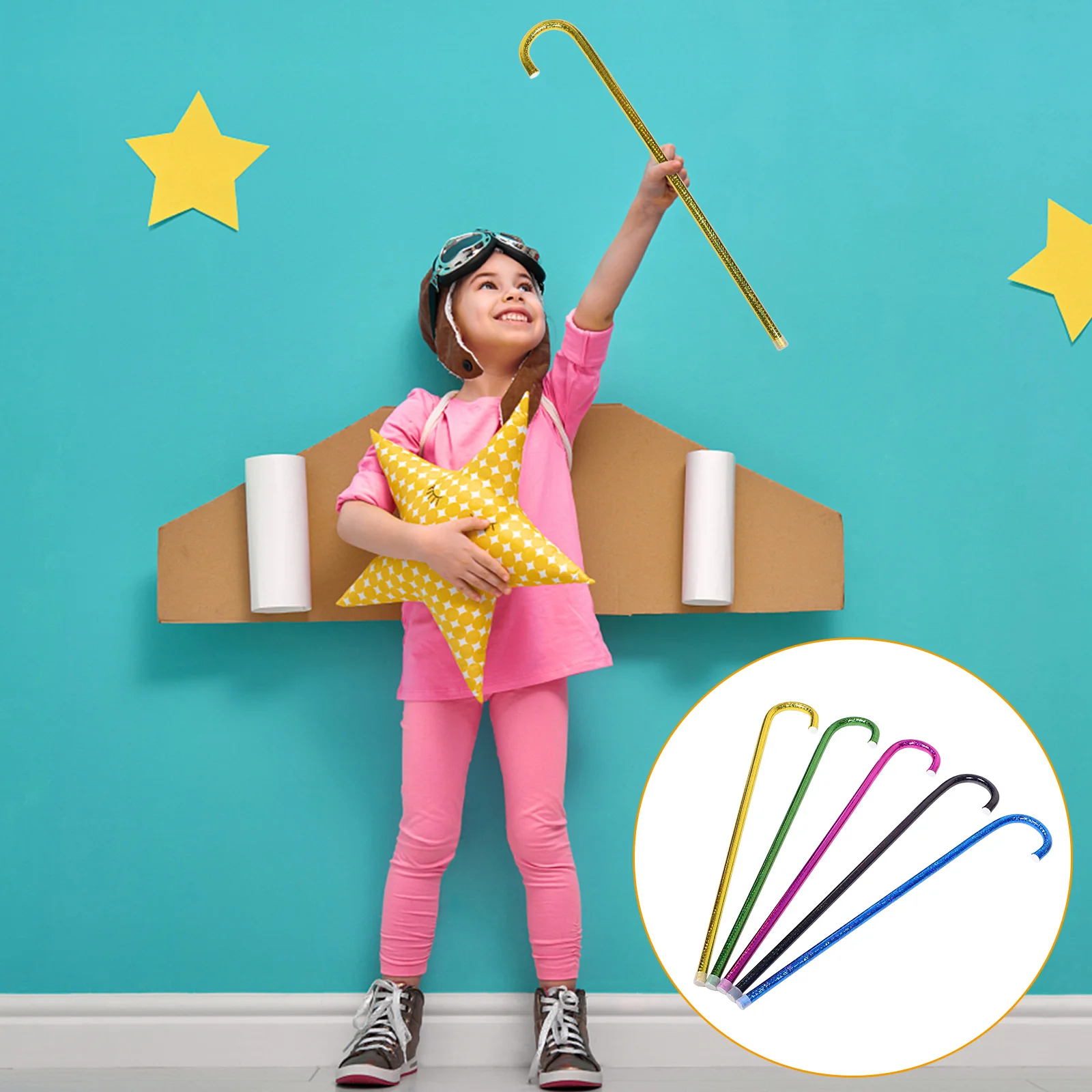 

5pcs Stick Performance Party Cosplay Crutch Canes Children Kids Jazz Props Cosplay Party Halloween