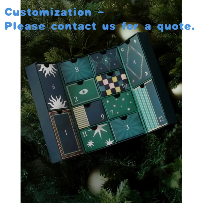 

custom.12 Days Drawer Jewelry Display Box Ramadan Organizer Bracelet Necklace Jewelry Advent Calendar Packaging B