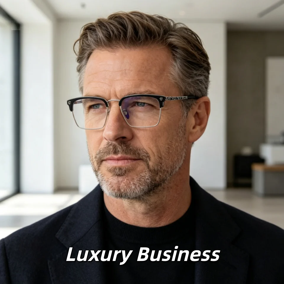 

New World Luxury Men Square Titanium Alloy Frame Business Style Women Fashiona Decoration And Reading Prescription Glasses UV400