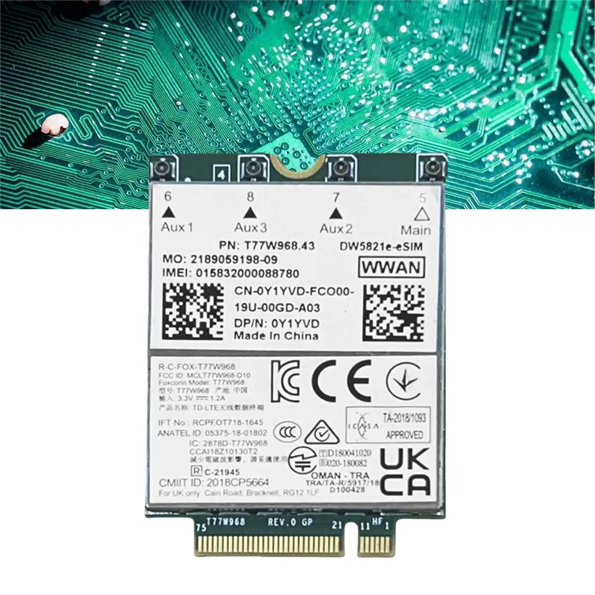 

T77W968 DW5821e Модуль E-SIM 4G LTE CAT16 1 Гбит/с FDD-LTE TDD-LTE Комплект модуля карты E-SIM 4G 5420 5424 7424 7400